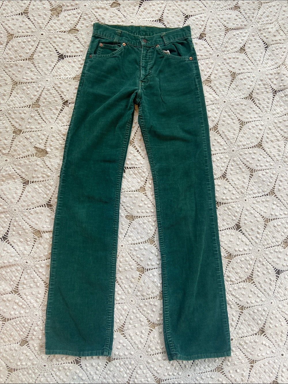 Vintage Levi’s Green Corduroy Straight-Leg Pants 24x32 Orange Tag